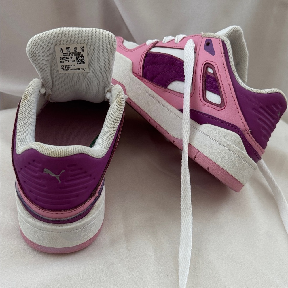 Puma Little Girl Slipstream Runaway Lace Up Sneaker Size 1 Pink, Purple & White - Picture 4 of 15